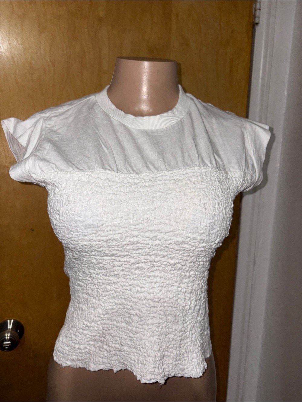 Anthropologie Maeve Soft White Ribbed Tee